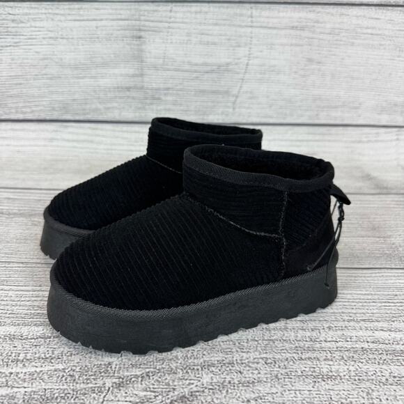 Dirty Laundry Women's Black Ribbed Sherpa Lined Booties Size 6 - Picture 1 of 9